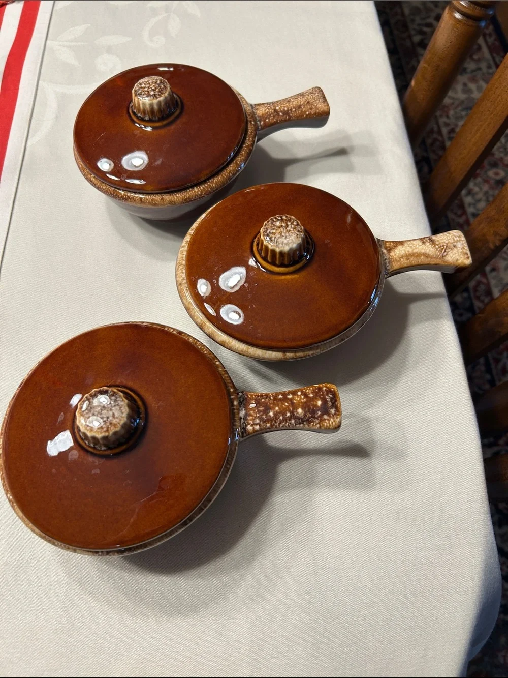 Hull 3-Piece Brown Ceramic Lidded crock Set with Handles